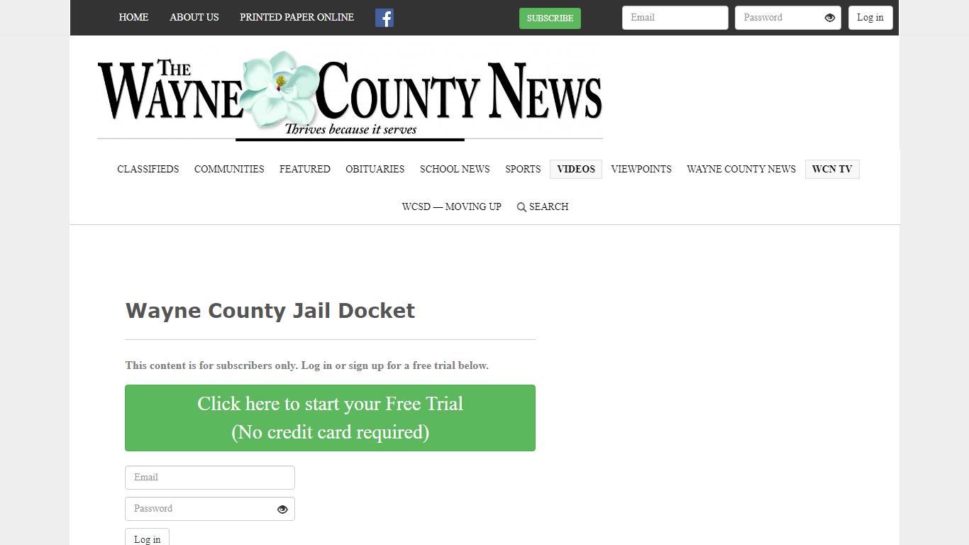 Wayne County Jail Docket
